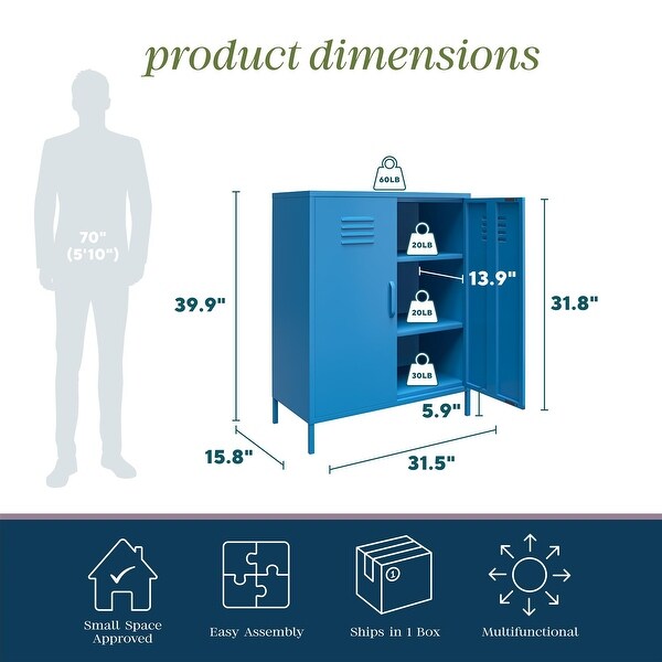 The Novogratz Cache 2 Door Metal Locker Accent Cabinet - On