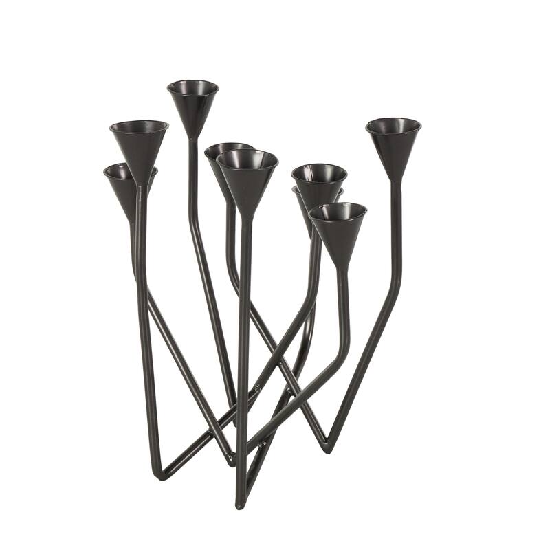Black Metal Taper 9 Slot Decorative Candelabra - 11"W x 12"L x 14"H