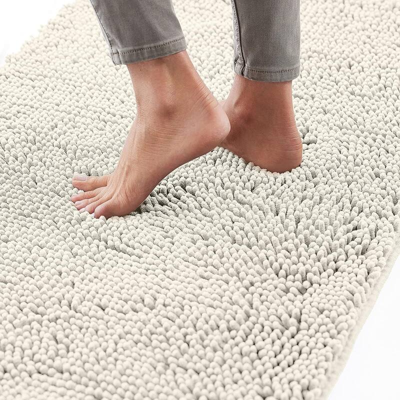 Thick Soft Absorbent Chenille, Rubber Backing - Ivory