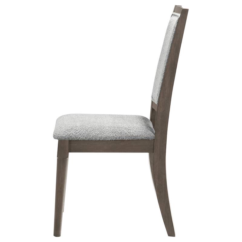 Nolan Dining Chair Set of 2, Gray Fabric, Dark Brown Hardwood Frame