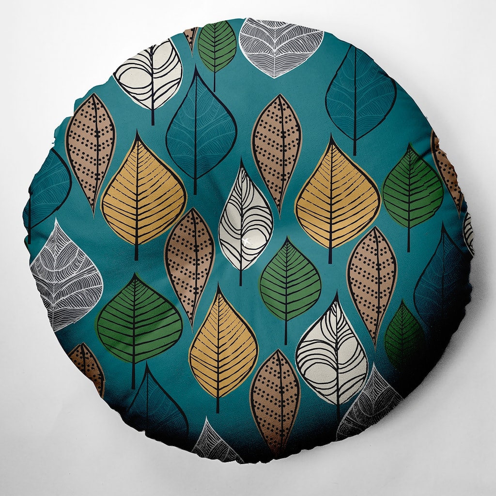 Autumn Leaves Design Tufted Floor Pillow
