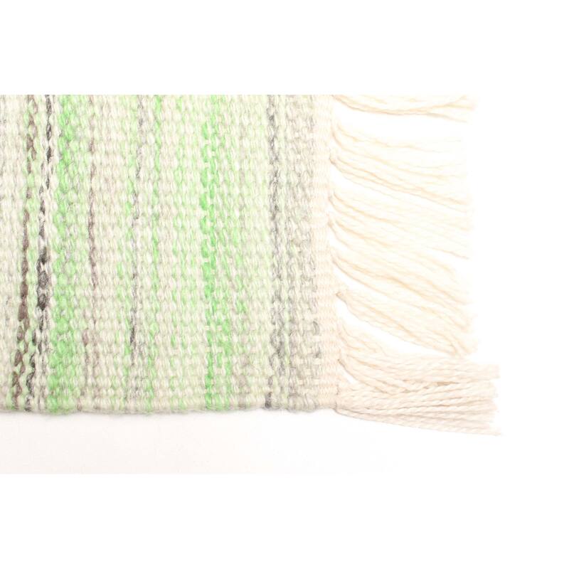 ECARPETGALLERY Flat-Weave Ankara FW Light Green, Light Green Wool Kilim - 5'2 x 7'9