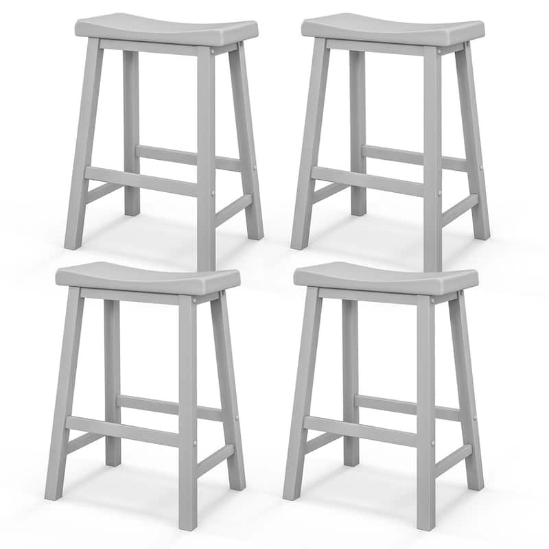 Gymax Set of 4 Saddle Bar Stools Counter Height Dining Chairs w/ - Grey