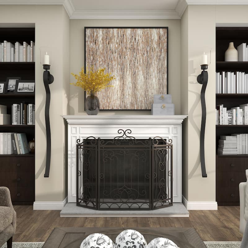 Metal Scroll Handmade Pillar Wall Sconce - Black - Roche River Decor