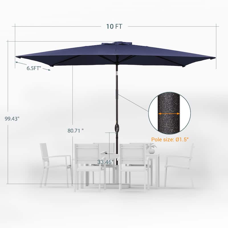 LIVOOSUN 10 x 6.5ft Outdoor Market Patio Umbrella w/Tilt and Crank