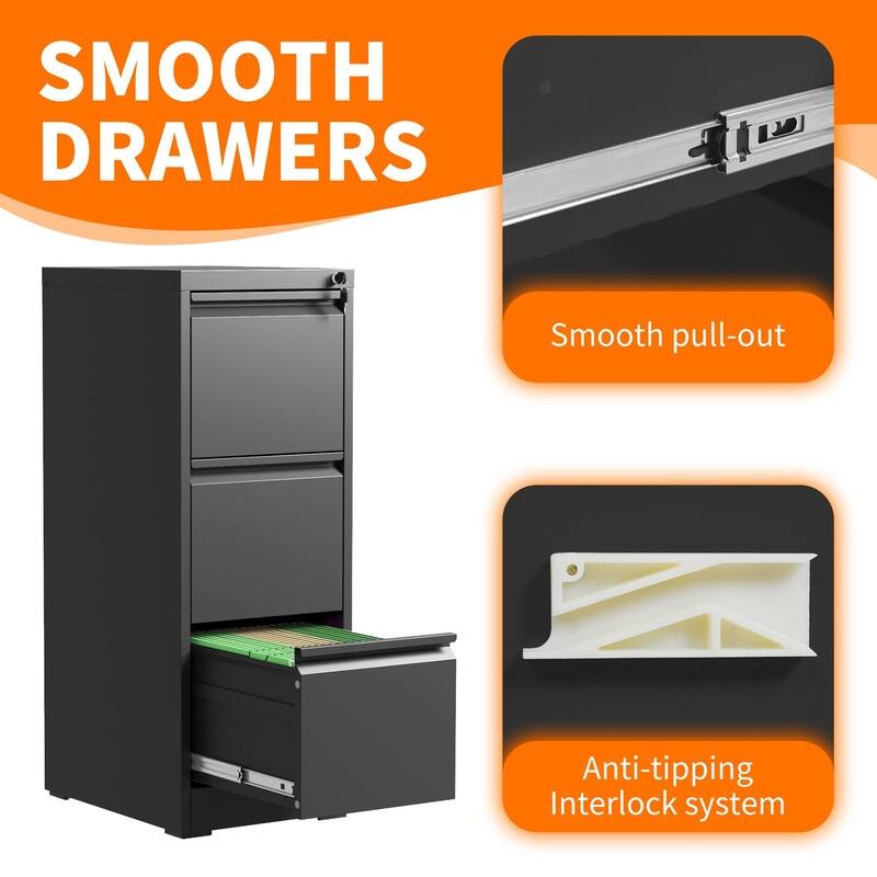 Metal File Cabinet with Drawer Heavy Duty Home Office Steel