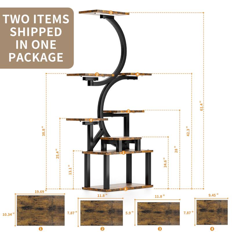 2PCS 8-Tiered Indoor Plant Stand with 5 Grow Lights, 10-Level Stepless Dimming, Durable Thickened Metal Steel Pipe (0.8mm)