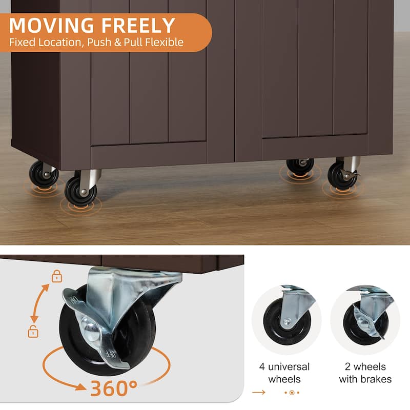 Rolling Kitchen Island with Storage Cabinet & Drawer – Extra Counter Space for Kitchen