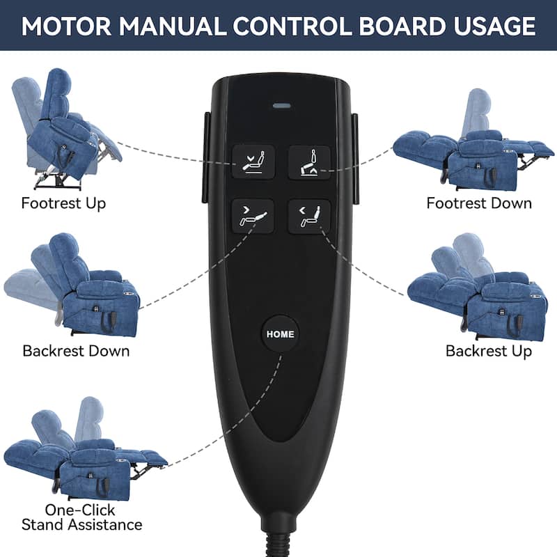 Power Lift Recliner Chair with Massage & Heat – 350 lbs Capacity, Dual Motor, 8-Point Vibration, Lumbar Heating, Cup Holders