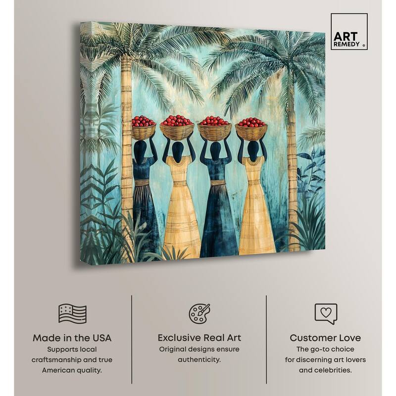 Walk Under Palms Canvas by Art Remedy, Gallery Wrapped