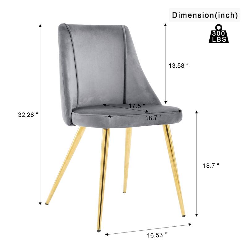 Set of 4 Modern Simple Velvet Dining Chair with Metal Legs