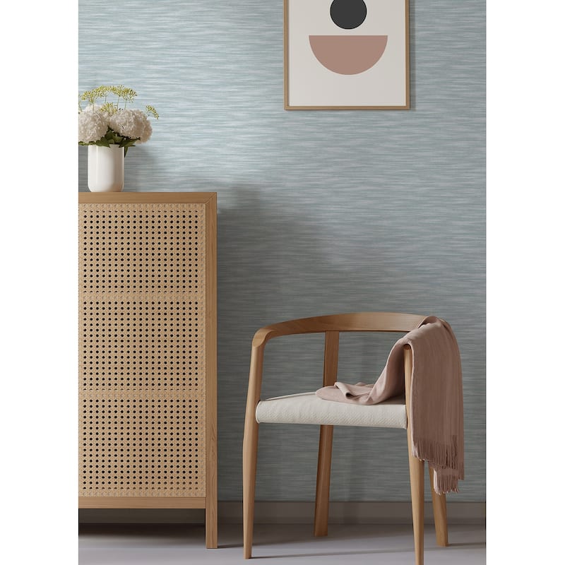 Exhale Light Green Faux Grasscloth Wallpaper