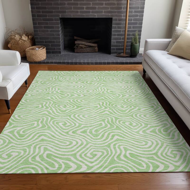 Machine Washable Indoor/ Outdoor Modern Trance Chantille Rug