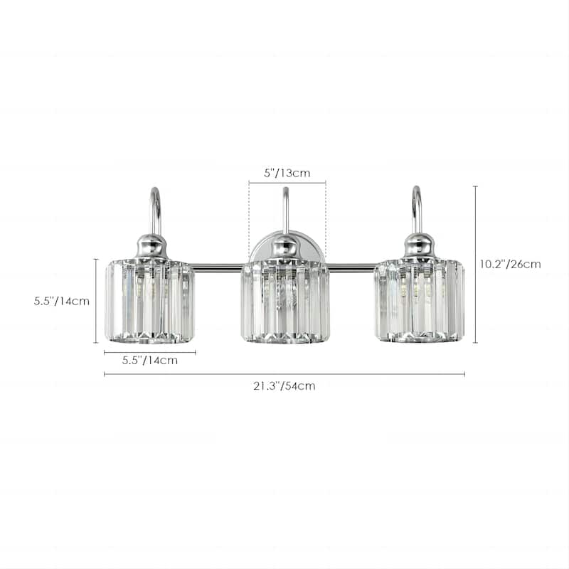3/ 4-Light Modern Glam Crystal Dimmable Bathroom Vanity Light Linear Wall Light