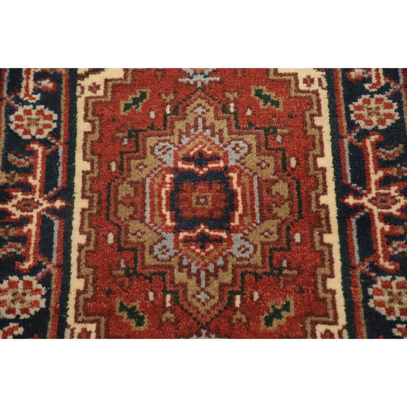 Hand Knotted Oriental 100% Wool Carpet Traditional Geometric Oranges & Rust Heriz (serapi) Area Rug - 3' 0'' X 2' 0''