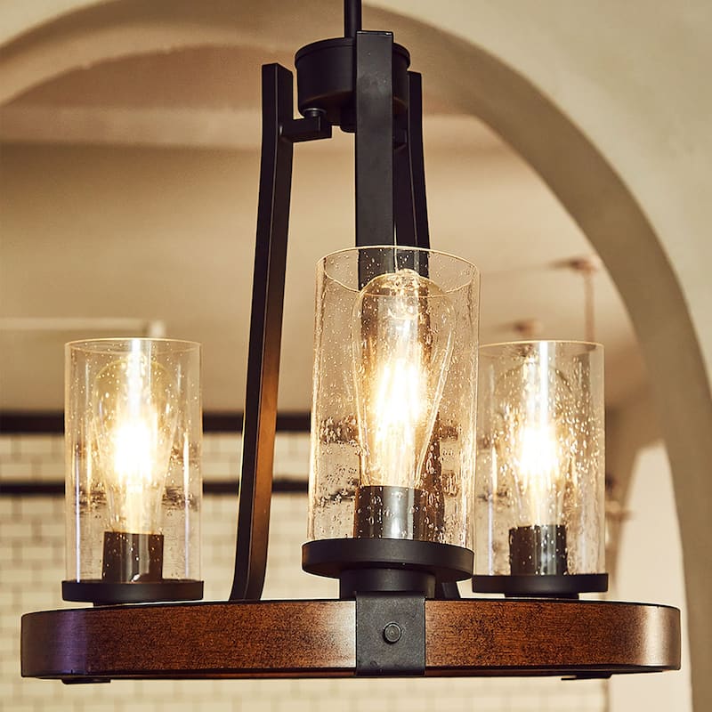 3 Light Shaded Wagon Wheel Chandelier - 18.95"x29"