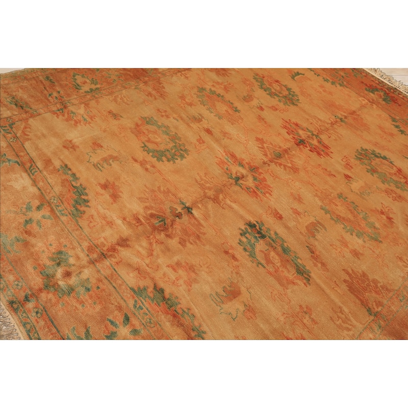 8'4''x9'2'' Hand Knotted Wool Beige Arts & Crafts Turkish Oushak Rug - 8' 4'' x 9' 2''