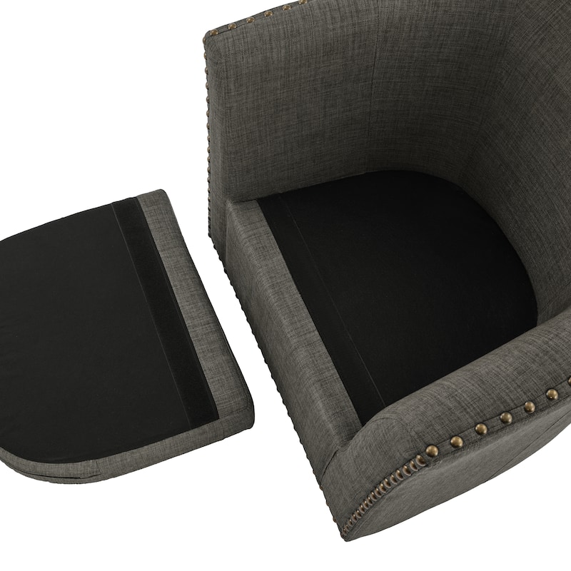 George 2 Set 30"W Upholstered Swivel Barrel Chair with Nailheads