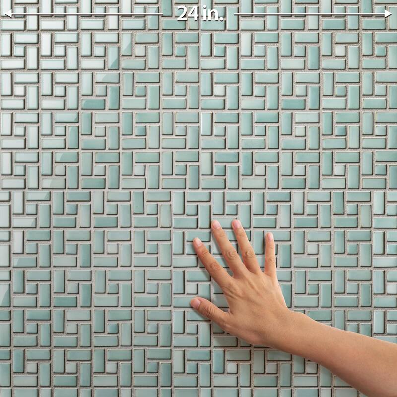 Merola Tile Hudson Spiral Mint Green 12-5/8" x 12-5/8" Porcelain Mosaic Floor and Wall Tile