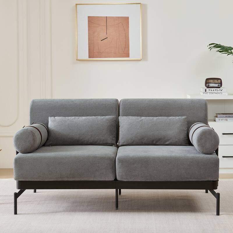 Modern Loveseat Sofa 59" Sofa Couch 2-Seater Sofa with Flexible USB Ports , Unique Cylindrical Armrests for Living Room