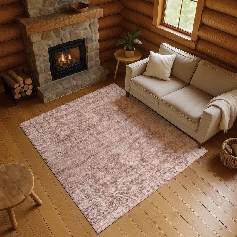 Premium Washable Super Soft Vintage Traditional Mayfield Rug - Paprika - 5' x 7'6"