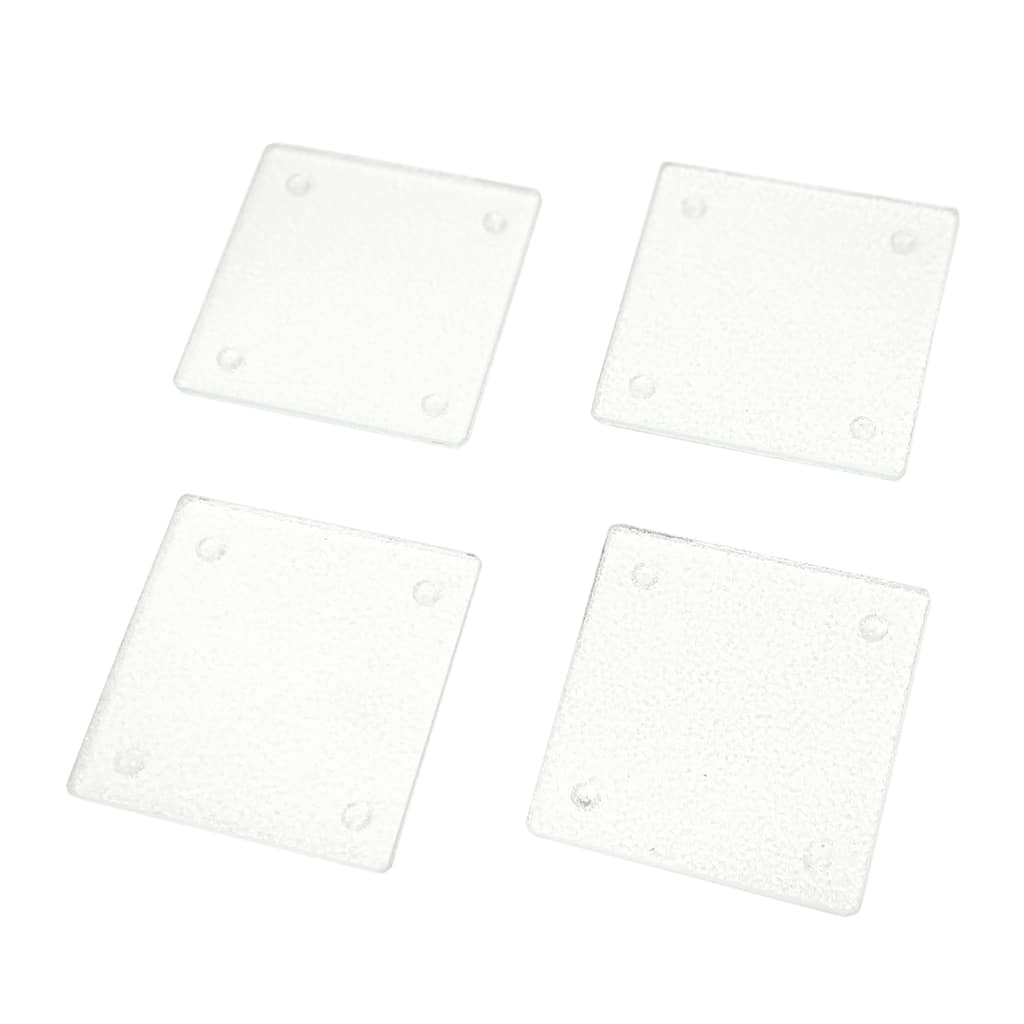 Creative Home Set of 4 Durable Textured Clear Tempered Glass Coasters