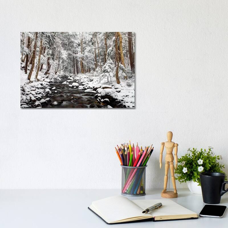 iCanvas "Stream In Winter, Nova Scotia, Canada - Horizontal" by Scott Leslie Canvas Print - 8x12x0.75
