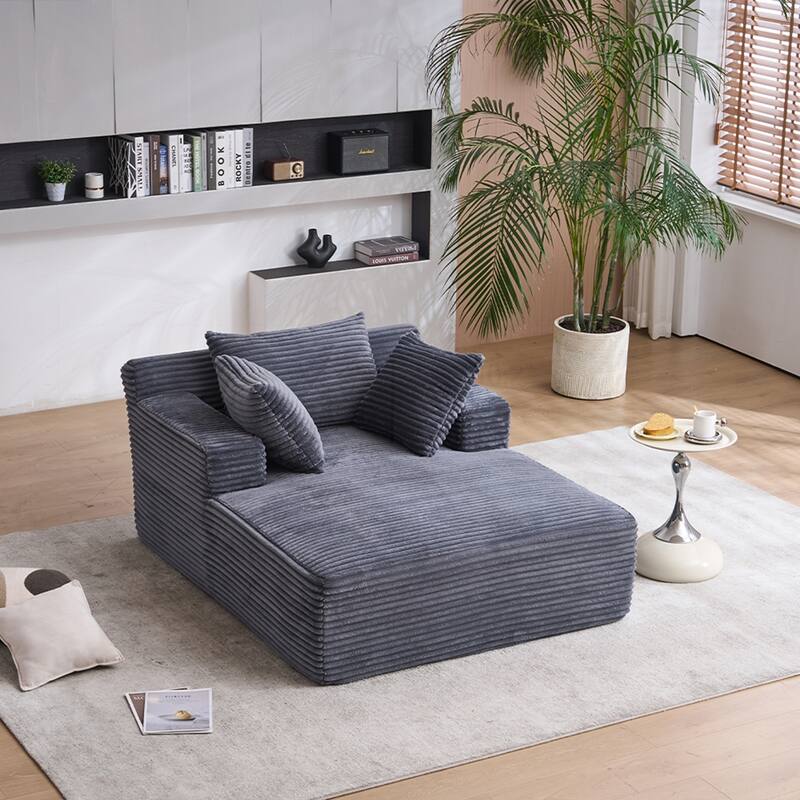 Versatile Oversized Chaise Longue Chair for Relaxing and Sleeping - Grey