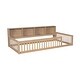 preview thumbnail 22 of 34, Wood Twin XL Size Floor Bed with Storage Cabinets and USB Ports, Solid Wood Bedframe w/Fence, No Box Spring Needed