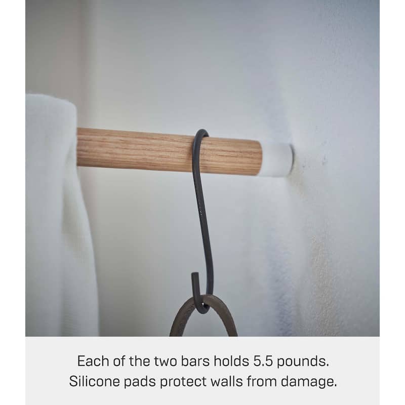 Yamazaki Home Corner Leaning Coat Hanger, Steel and Wood - L 12.4 x W 19.09 x H 62.99 inches
