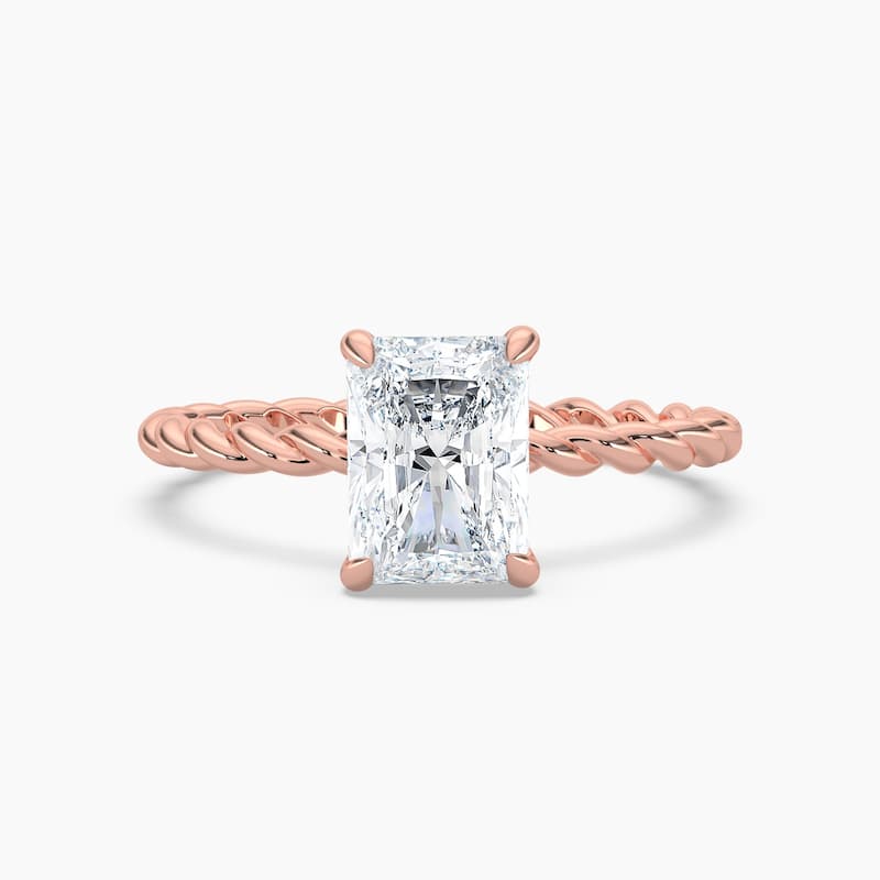 Auriya 14K Gold Lab Grown Diamond Radiant Cut Twisted Hidden Halo Engagement Ring 1.04 - 5.04ct. tw. (F-G, VS) - 5.00 carats - 5.5 - Rose