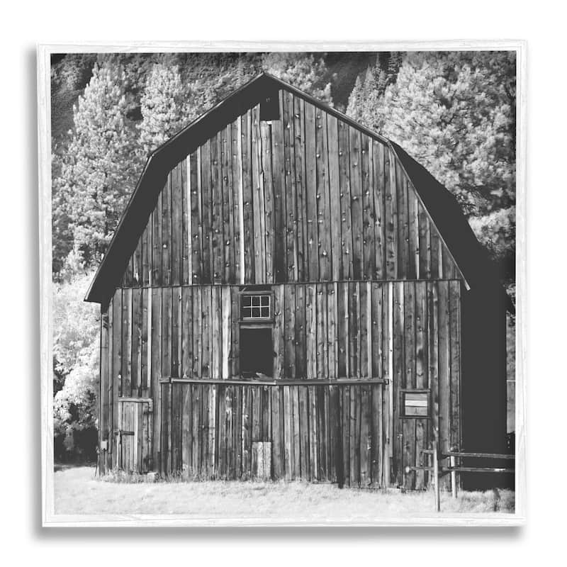 Stupell Rustic Rural Barn Black & White Farm Photography Framed Wall Art, Design by Daphne Polselli - 17 x 17 - White