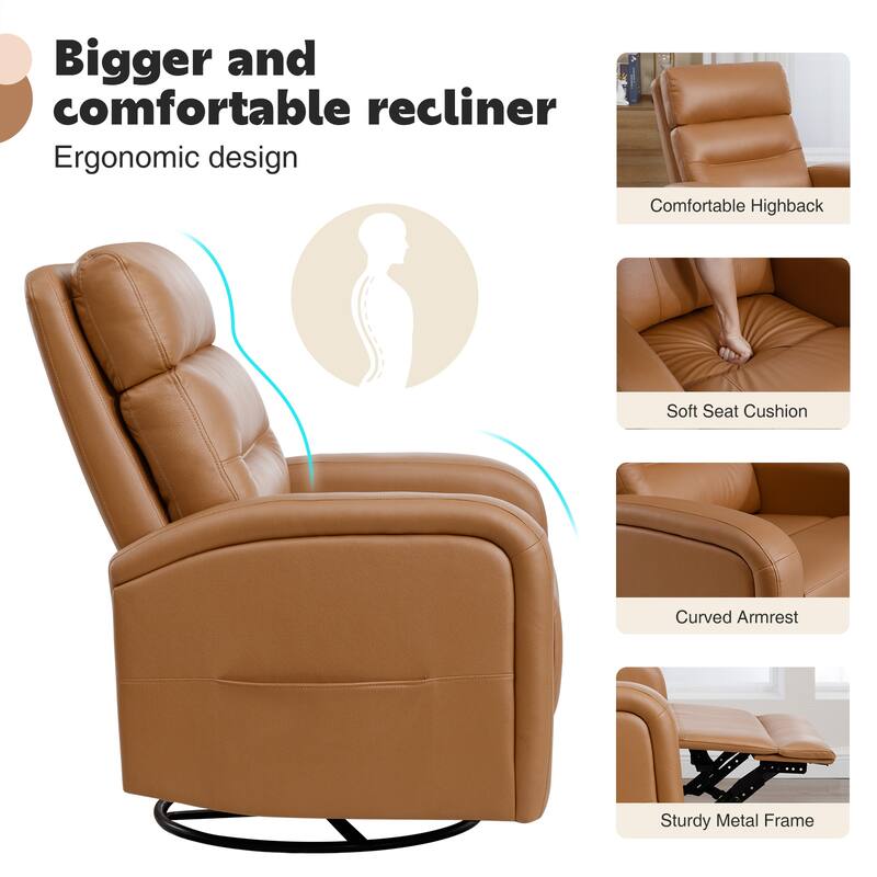 Aemeios Faux Leather Swivel Glider Rocker Manual Recliner Set of 2