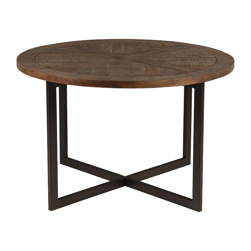 Sherrill 48-inch Diameter Mango & Steel Modern Dining Table