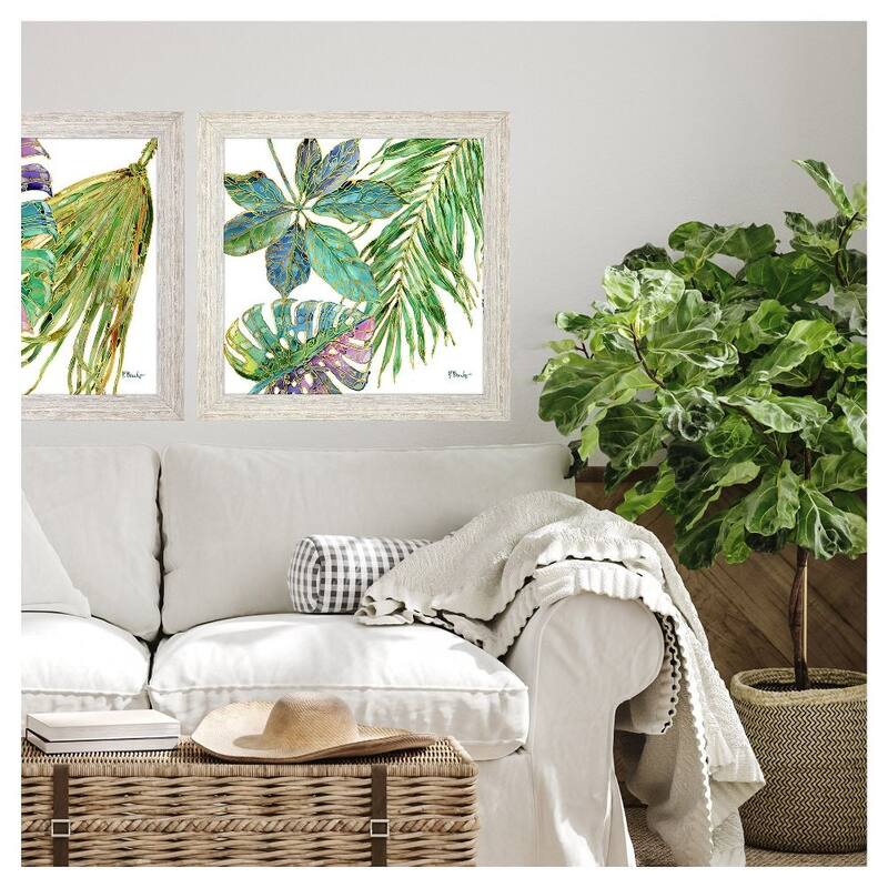 Spectrum Palm Fronds IV Framed Art with Glass Coat Epoxy Finish No