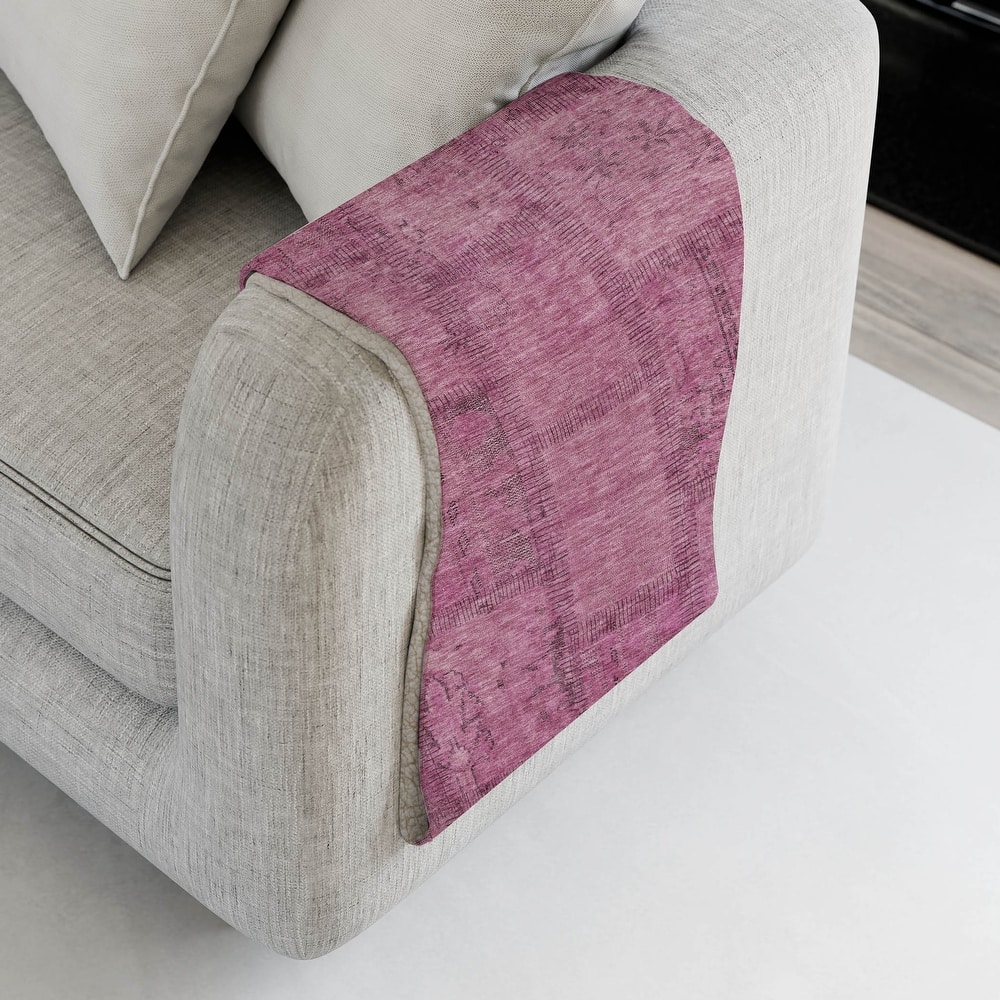 Premium Machine Washable Vintage Patchwork Sherpa Throw Blanket