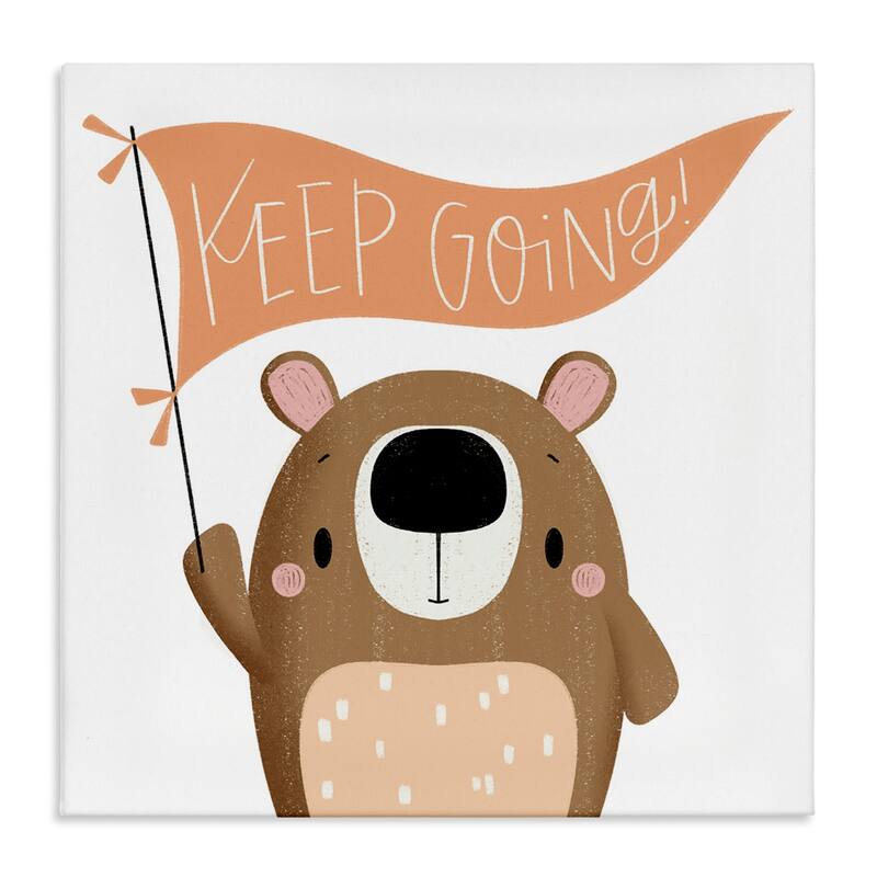 Stupell Motivational Bear Keep Going Canvas Wall Art Design By Sarah Hickman - 36 x 36