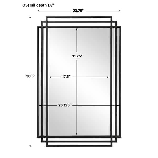 Overlapping Metal Framed Rectangular Wall Mirror - 36.5" - Black