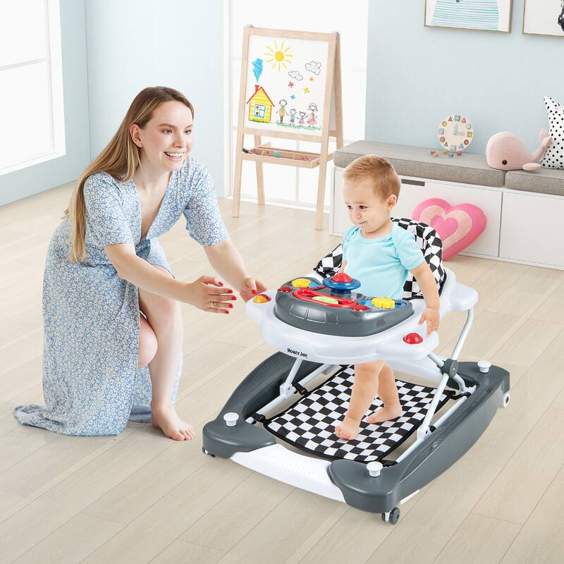 6 in 1 Foldable Baby Walker with Adjustable Height - 28" L x 24" W x 19.5" H