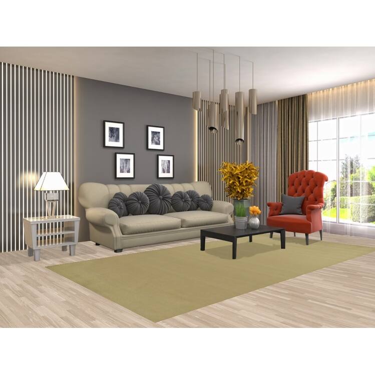 Hand Knotted Oriental 100% Wool Carpet Modern Solid Green Gabbeh Area Rug - 10' 4'' X 5' 4''