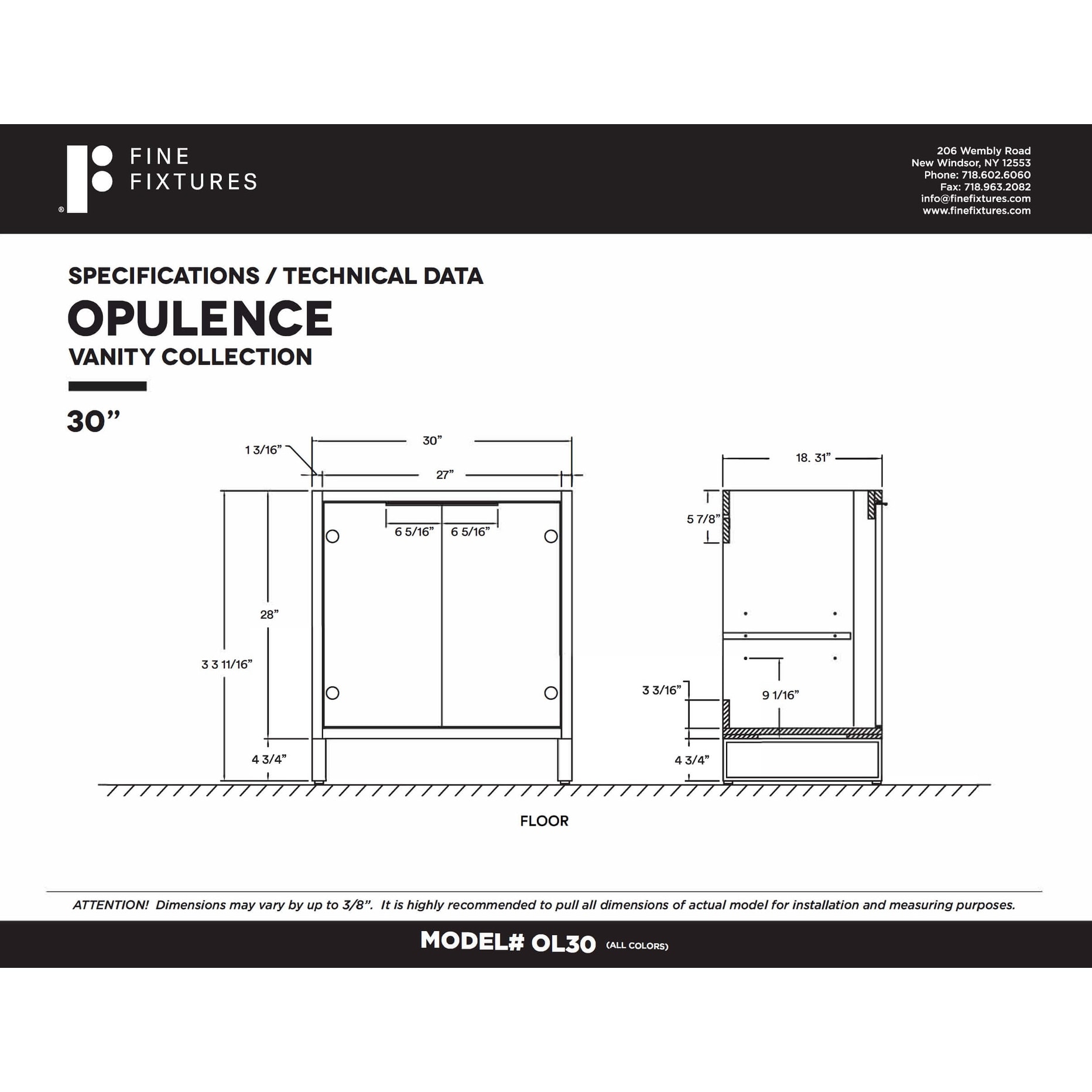 Fine Fixtures Opulence Collection Bathroom Vanity with White - Picture 12 of 95