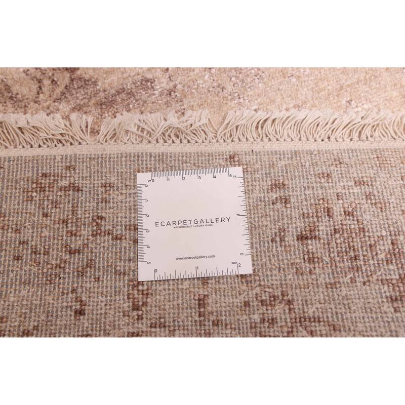 ECARPETGALLERY Hand-knotted Heritage Tan Silk, Wool Rug - 2'6 x 12'4
