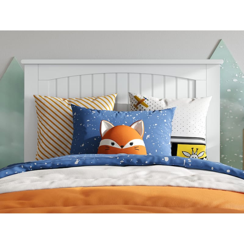 Low Profile Wood Platform Bed - Twin Size, USB Charger, Modern Design, Solid Frame, White Finish