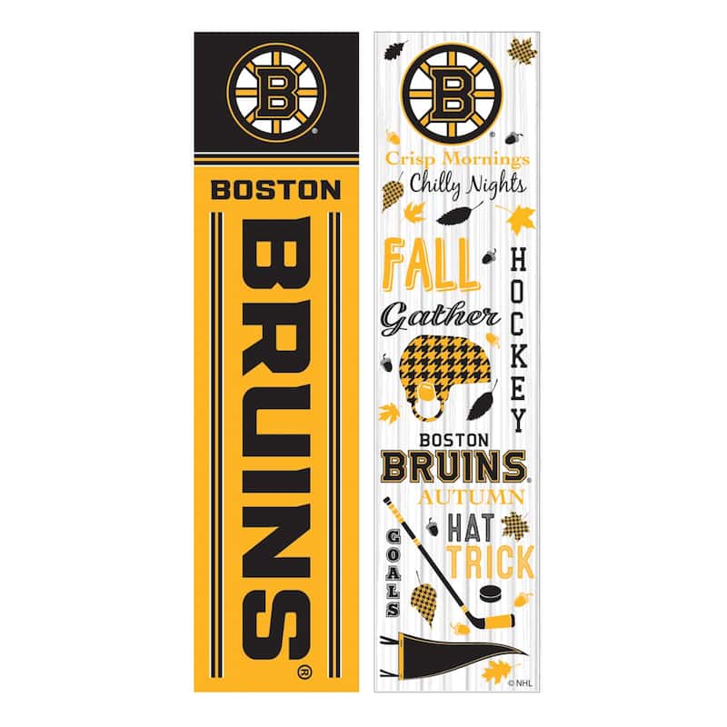 47" Double Sided Seasonal Porch Leaner, Boston Bruins - 47" x 11.25" - Fall
