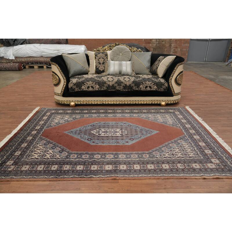 Hand Knotted Oriental 100% Wool Carpet Traditional Medallion Brown Bokhara Area Rug - 8' 11'' X 6' 1''