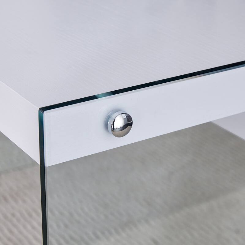 Coffee Table:Made Of Medium Density Fiberboard And Stickers,With Transparent Tempered Glass On Both Sides