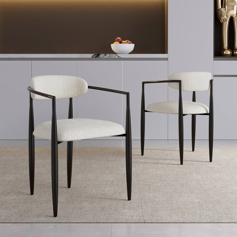 Modern Fabric Upholstered Back Armchair Dining Chair (Set of 2)