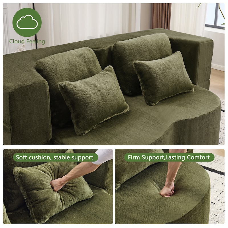 Folding Plush Futon Loveseat Couch Converts into Sleeper Sofa Bed or Yoga Mattress, High-Density Foam Queen Size Floor Bed