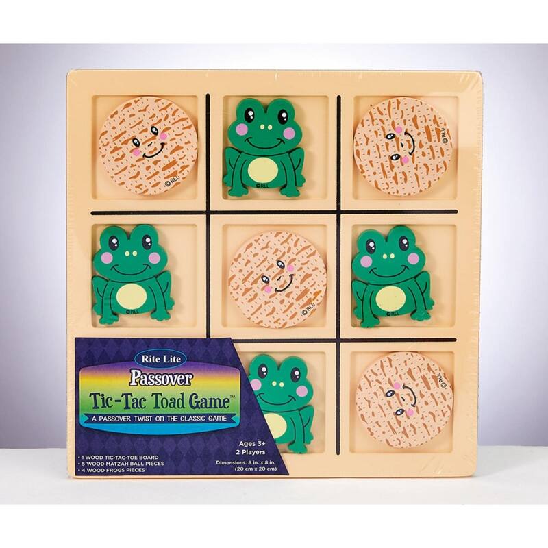 8" Beige and Green Frog Passover Tic Tac Toad Game