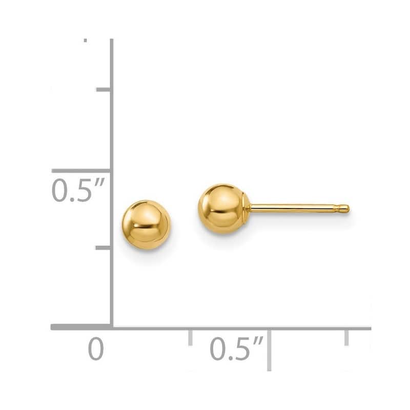 Curata 14k Yellow Gold Girls Polished 4mm Ball Post Earrings